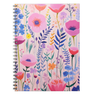 Caderno Espiral Flores Cor-de-Rosa