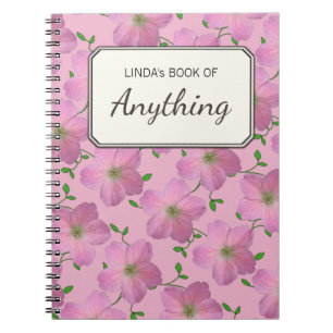 Caderno Espiral Flores cor-de-rosa românticas em alguma cor