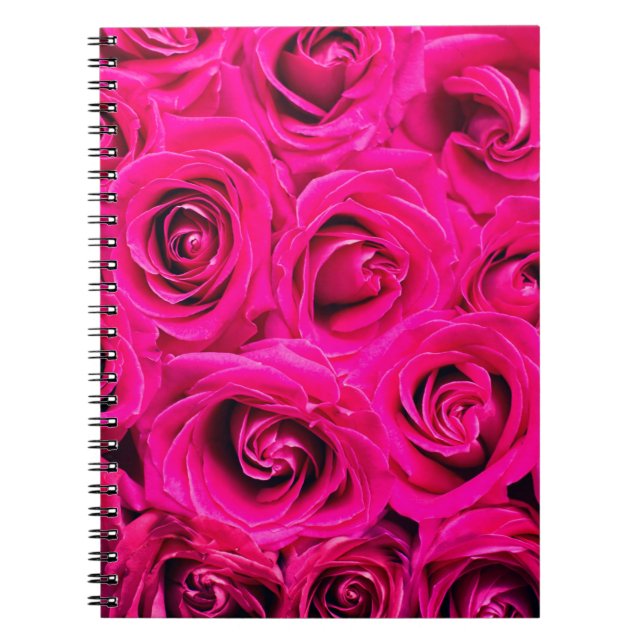 Caderno Espiral Flores cor-de-rosa rosa fundo (Frente)