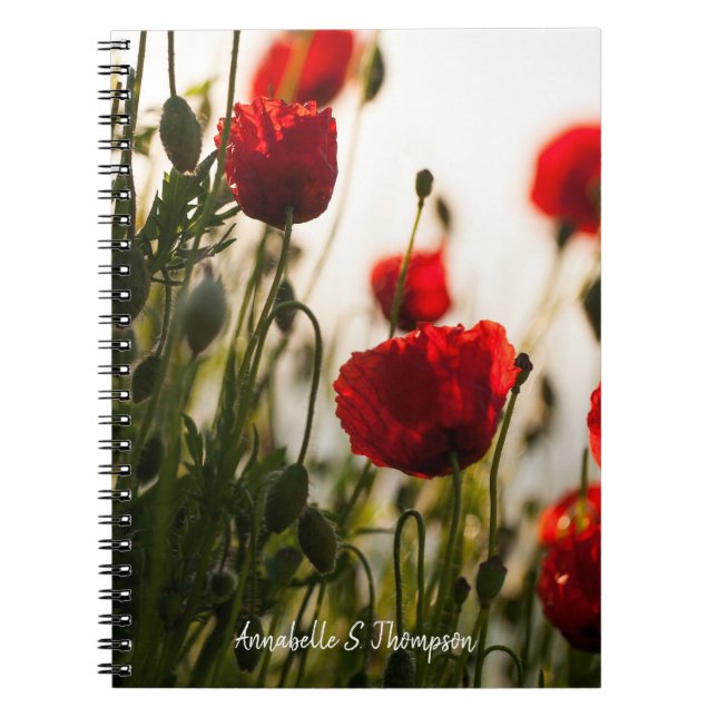 Caderno Espiral Flores da papoila/personalizadas (Frente)