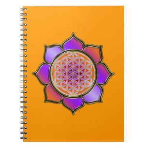Caderno Espiral FLORES DA VIDA - Laranja violeta LOTUS