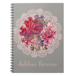 Caderno Espiral flores dahlias