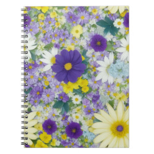 Caderno Espiral Flores de Algodão bonito