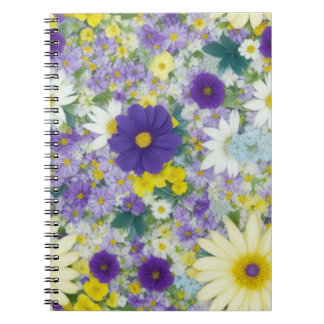 Caderno Espiral Flores de Algodão bonito