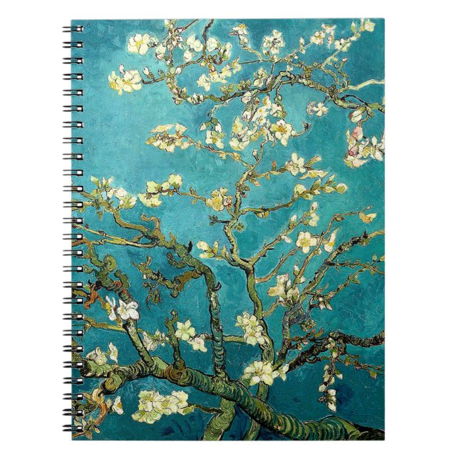 Caderno Espiral Flores de Amendoeira de Van Gogh Impressionismo Cl (Frente)