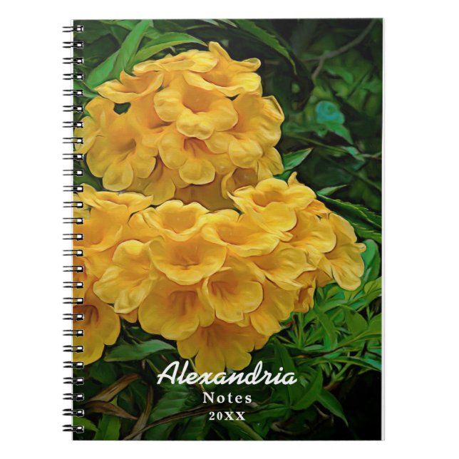 Caderno Espiral Flores de Aquarela Amarelo Thomas Personalizadas (Frente)
