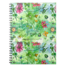 Caderno Espiral Flores De Aquarela De Folha De Esquema Botânica