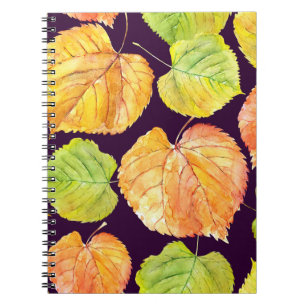 Caderno Espiral Flores de aquarela de outono, padrão sem costura.