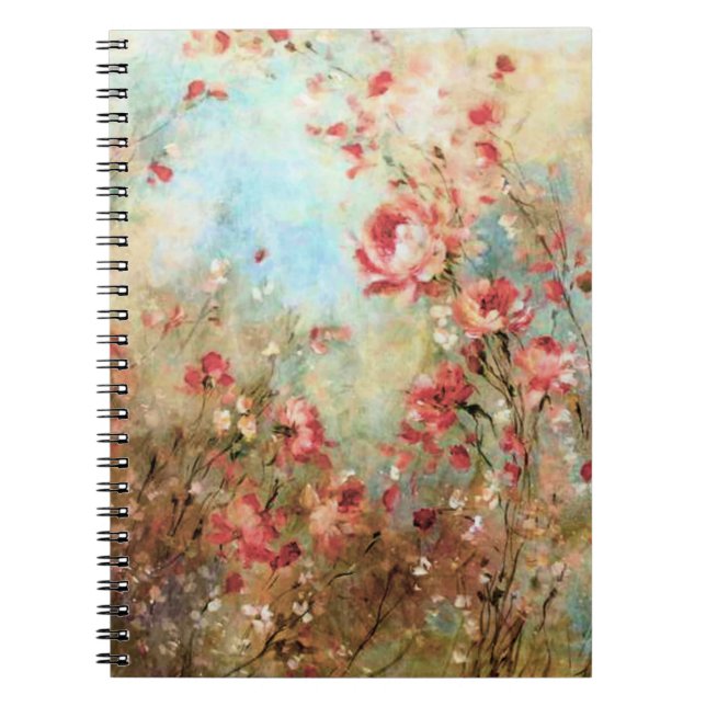 Caderno Espiral Flores de aquarela rosa (Frente)