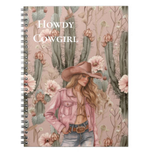 Caderno Espiral Flores de Cactus Rosa-Rosa-Loira Ocidental