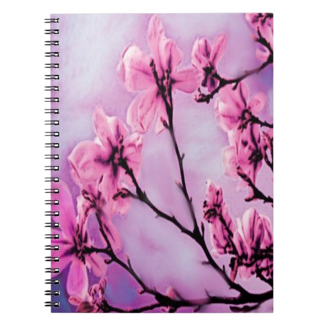 Caderno Espiral Flores de cerejeira cor-de-rosa (Frente)