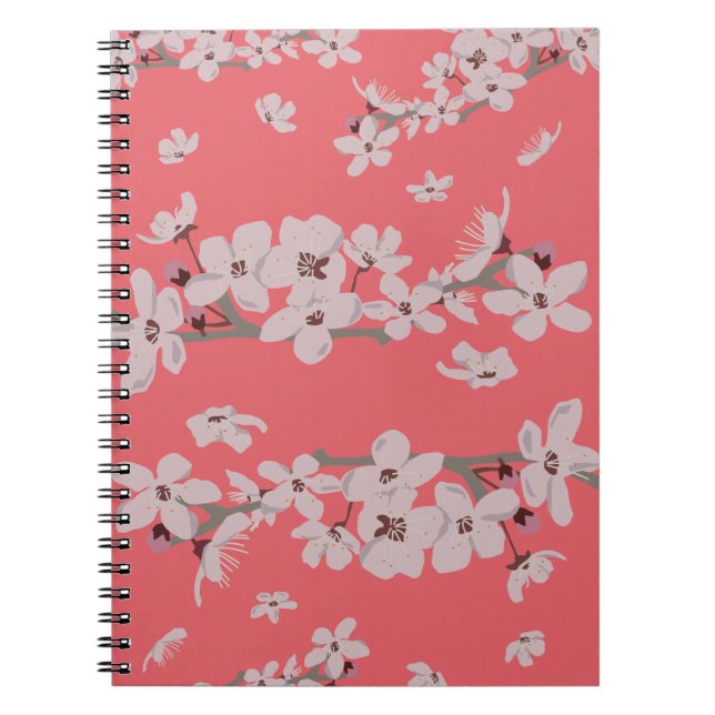 Caderno Espiral Flores de Cerejeira Flutuantes (Frente)