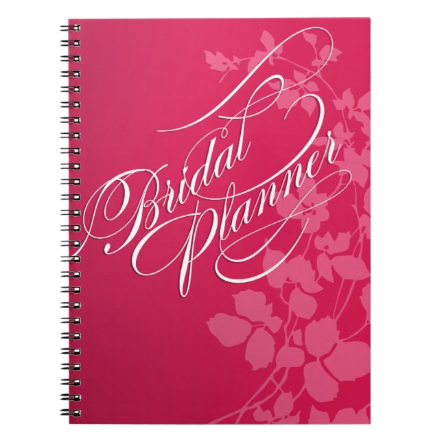 Caderno Espiral Flores de cerejeira que Wedding o rosa do fuschia (Frente)
