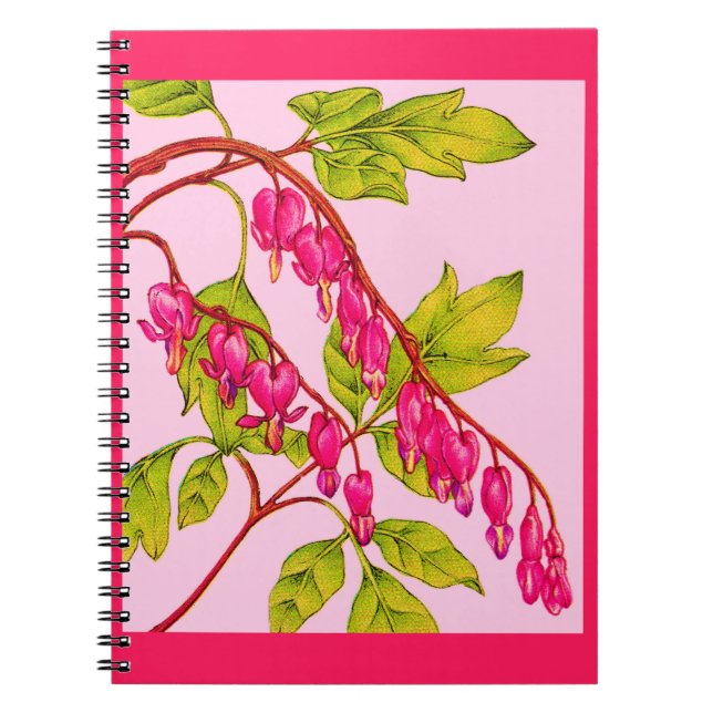 Caderno Espiral flores de corações sangrando (Frente)