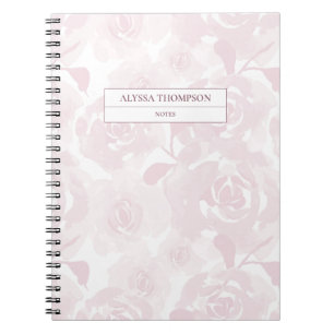 Caderno Espiral Flores de Cores d'Água Perdidas, Cor-de-Cobra Rosa