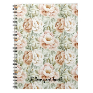 Caderno Espiral Flores de Creme de Cacau, Escamosas, Rosa