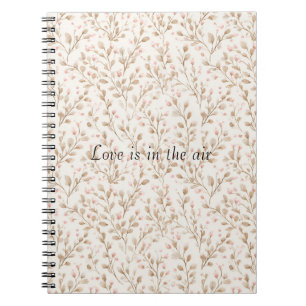 Caderno Espiral Flores de Creme Rosado Amor Romântico