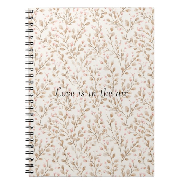 Caderno Espiral Flores de Creme Rosado Amor Romântico (Frente)