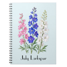 Caderno Espiral Flores de Delphinium de Julho