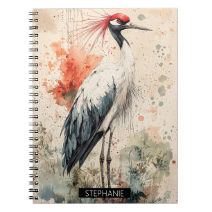 Caderno Espiral Flores de Garça Carmesim Lavagem de Tinta (1)