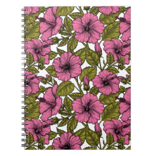 Caderno Espiral Flores de hibisco rosa