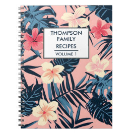 Caderno Espiral Flores de hibisco rosa Receita Personalizada