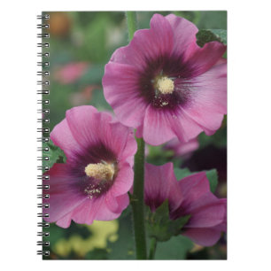 Caderno Espiral Flores de hibisco roxas