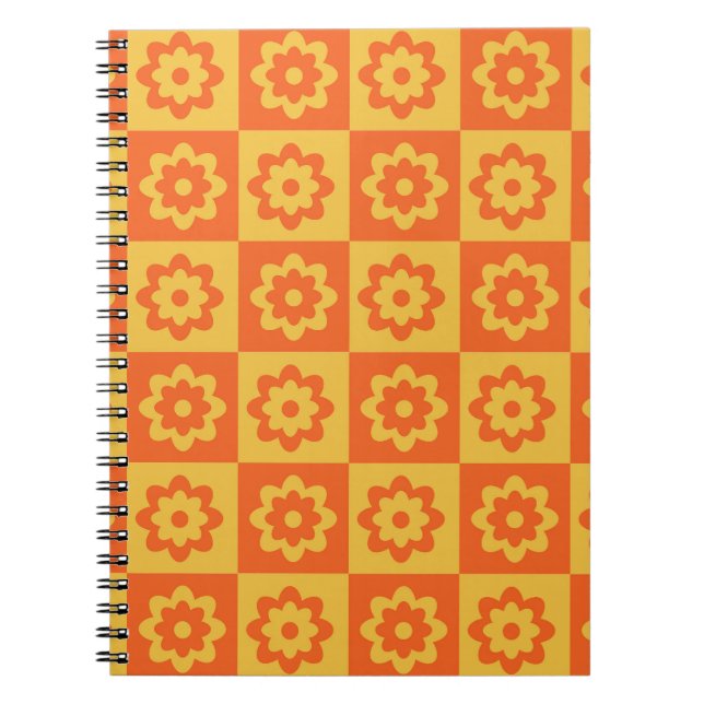 Caderno Espiral Flores de Hippie Retroativas no Quadro de Controle (Frente)