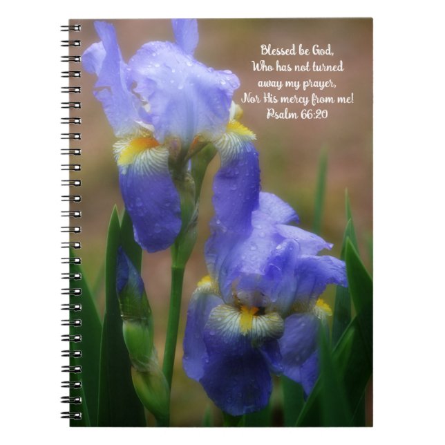 Caderno Espiral Flores de Íris na Chuva Diário de Versículos Bíbli (Frente)