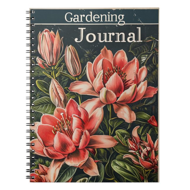 Caderno Espiral Flores De Jardinagem Vintage (Frente)