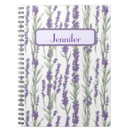 Caderno Espiral Flores de Lavanda em Aquarela Personalizadas