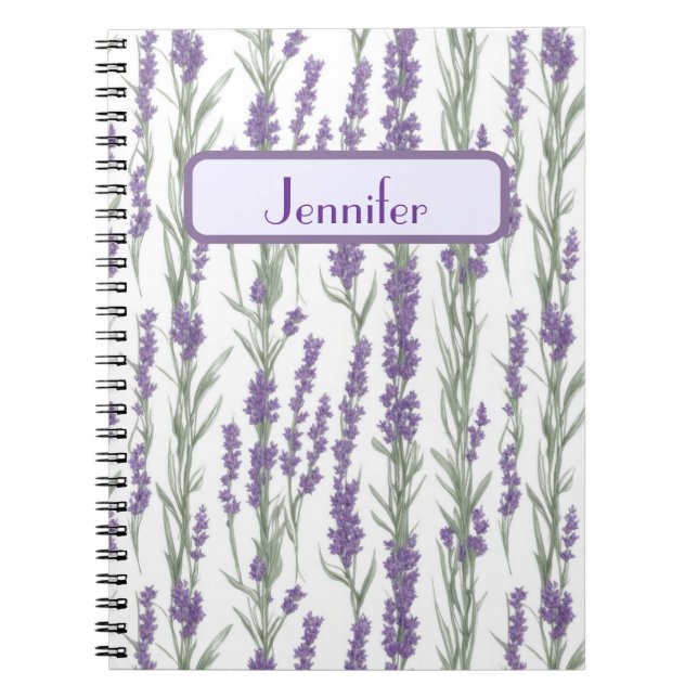 Caderno Espiral Flores de Lavanda em Aquarela Personalizadas (Frente)