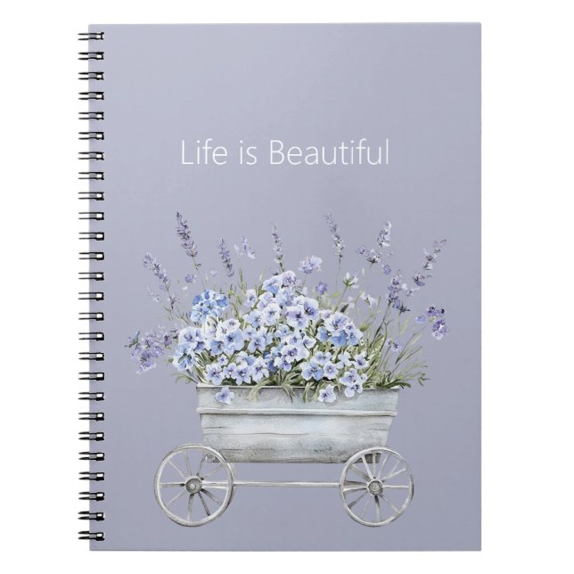 Caderno Espiral Flores de Lavanda Roxa   (Frente)