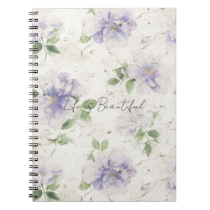 Caderno Espiral Flores de Lavanda Roxa Bonitas