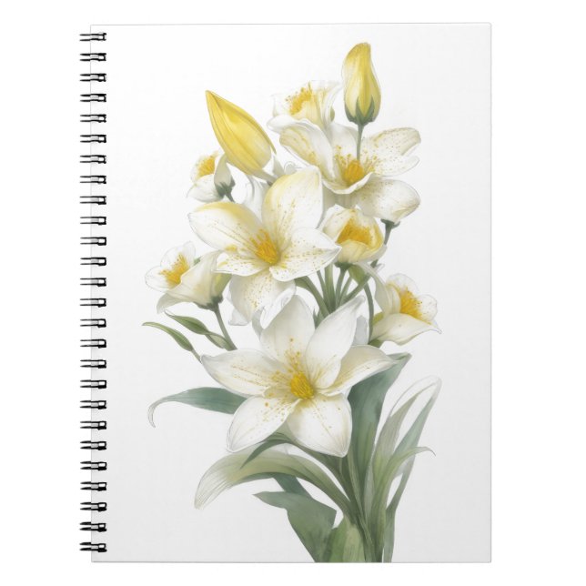 Caderno Espiral Flores de Lily Amarelas (Frente)
