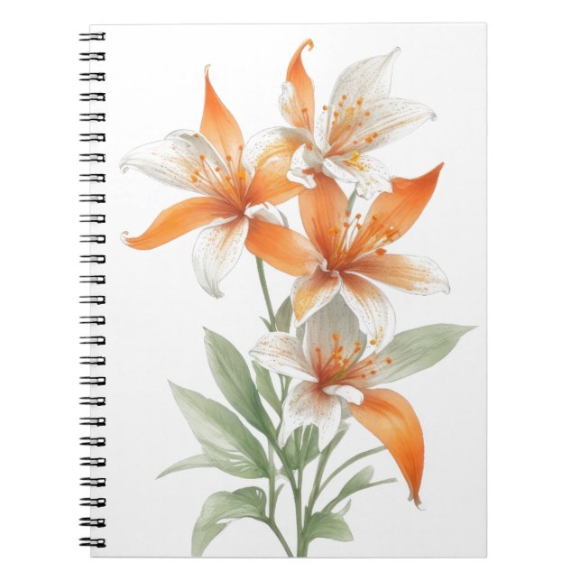 Caderno Espiral Flores de Lily Laranja (Frente)