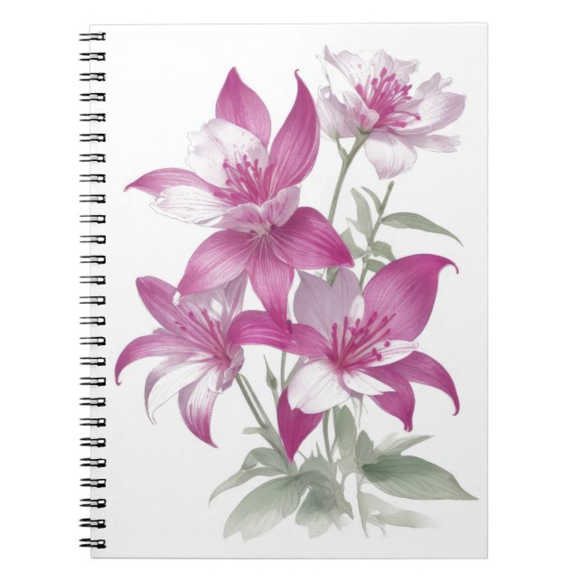 Caderno Espiral Flores de Lily Roxo (Frente)
