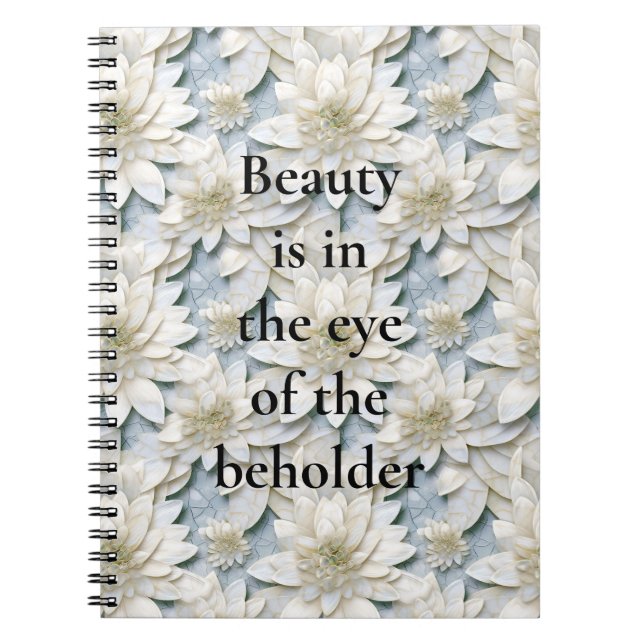 Caderno Espiral Flores de Lotus Branco Azul (Frente)