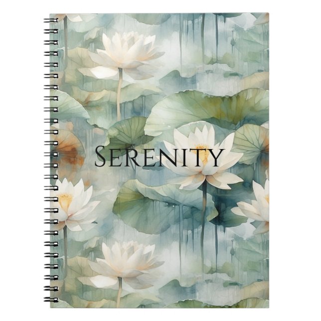 Caderno Espiral Flores de Lótus Verdes Serenidade (Frente)