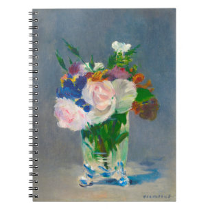 Caderno Espiral Flores de Manet em um Vaso Cristal