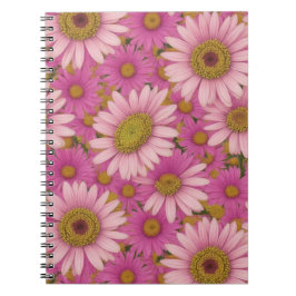 Caderno Espiral Flores de margarida rosa