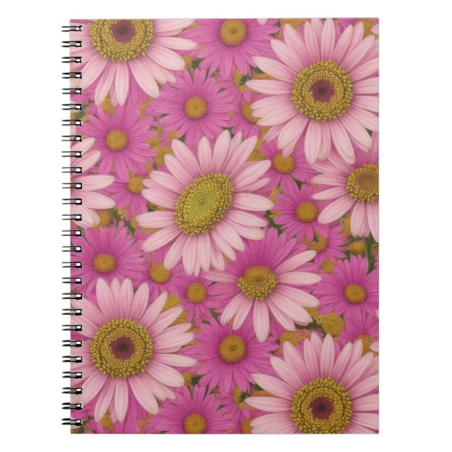 Caderno Espiral Flores de margarida rosa (Frente)