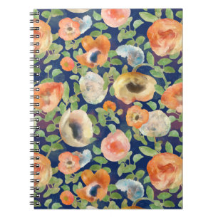 Caderno Espiral Flores de Mola Laranja