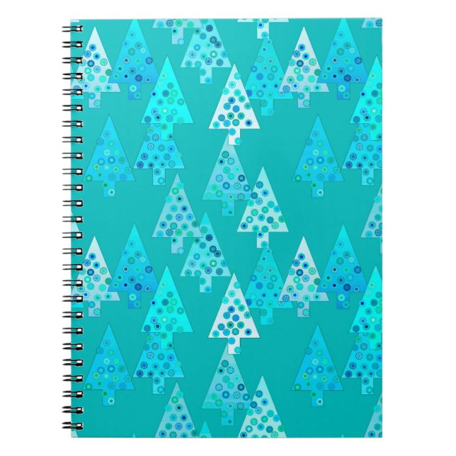 Caderno Espiral Flores de Natal modernas - Turquesa (Frente)