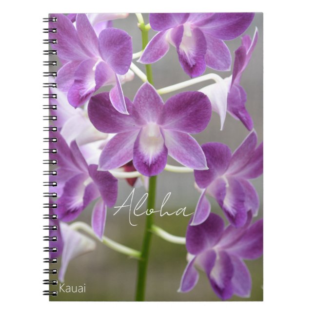 Caderno Espiral Flores de Orquídea Rosa Tropical Kauai (Frente)