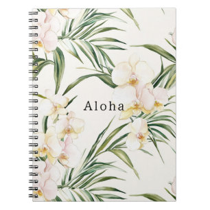 Caderno Espiral Flores De Orquídeas Brancas Tropicais