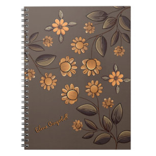 Caderno Espiral Flores de ouro