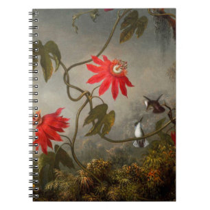 Caderno Espiral Flores de Paixão com Pássaros Hummingbird