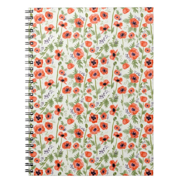 Caderno Espiral Flores De Papoila Laranja (Frente)