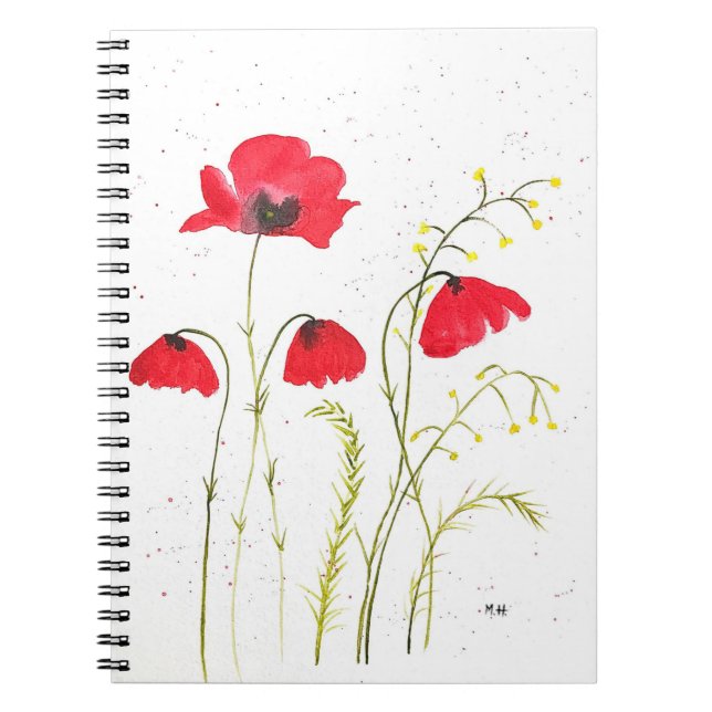 Caderno Espiral Flores de papoila-vermelha (Frente)